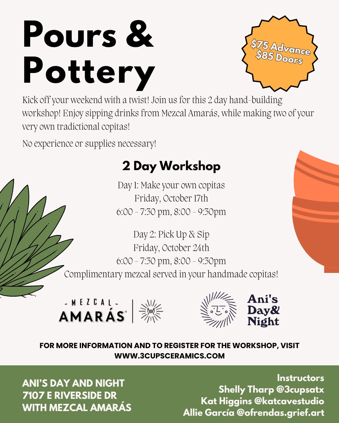 Pours & Pottery event at Ani's Day and Night